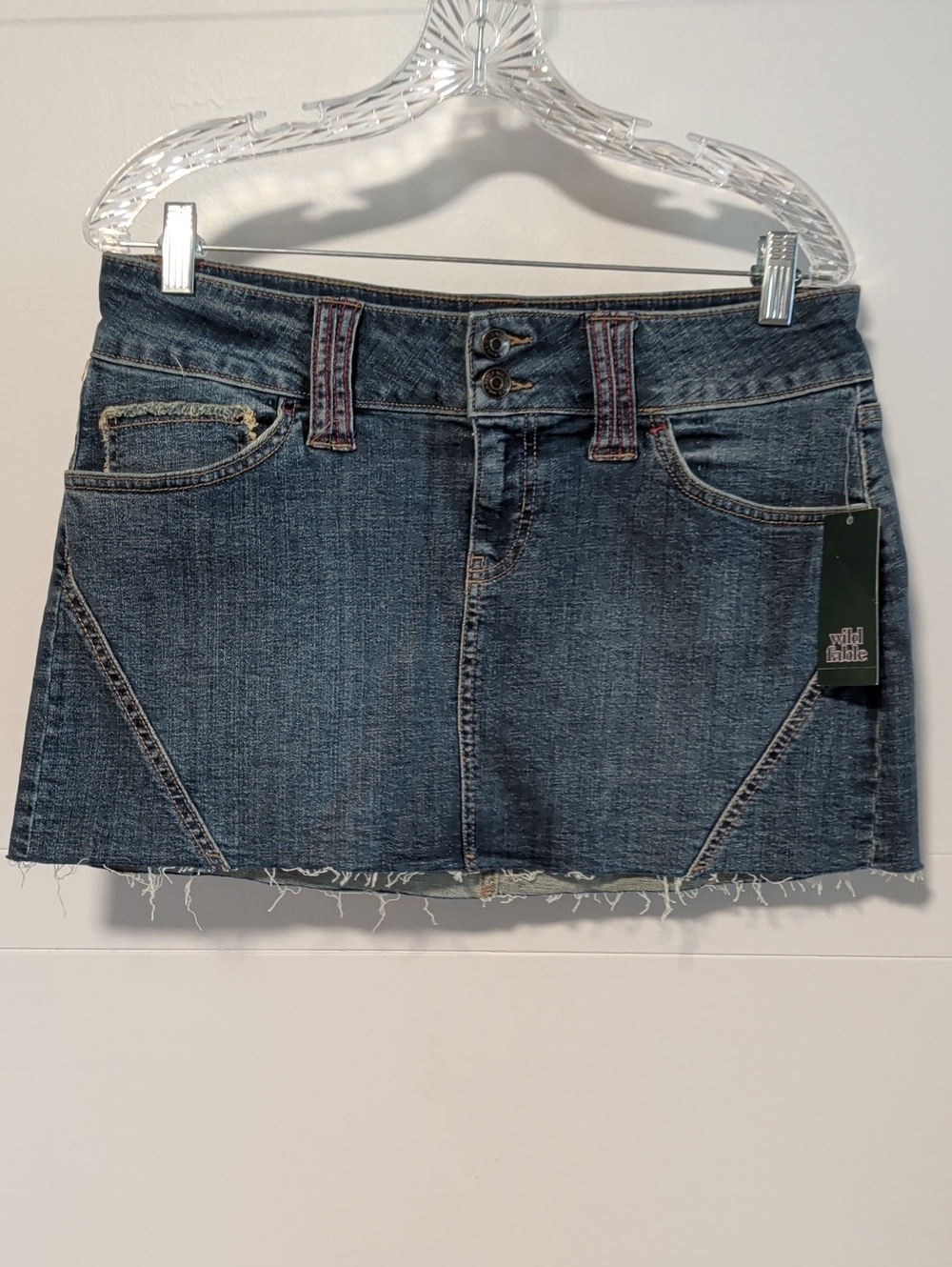 wild fable Denim Mini Skirt W/Frayed Hem